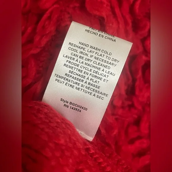 Anthropologie Maeve Callahan Mock Neck Loop Stitch Sweater Medium Red Crewneck M - Picture 6 of 10